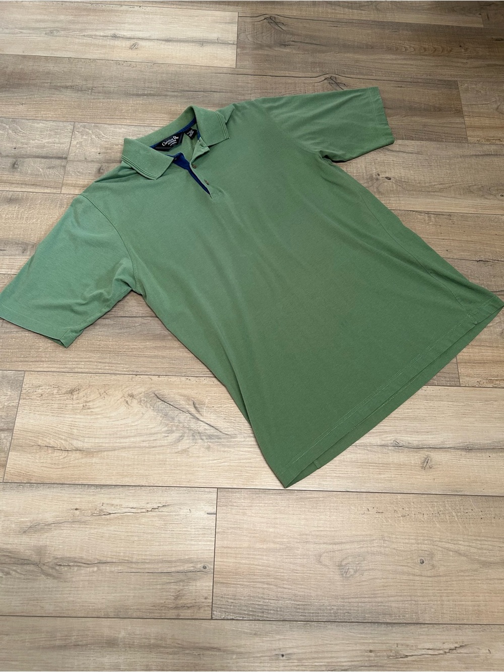 Christian Dior Olive Green Polo with Navy Contrast Placket